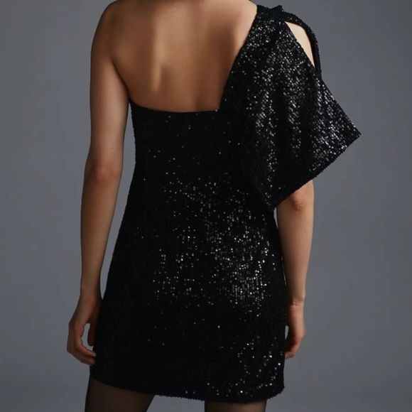Anthropologie Let Me Be One-Shoulder Mini Dress SEQUINED - Picture 4 of 8